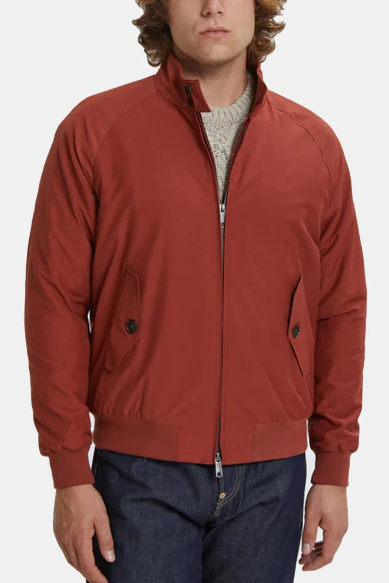 Baracuta G9 Classic Cotton-Blend Harrington Jacket (Brick Red) - Image 3