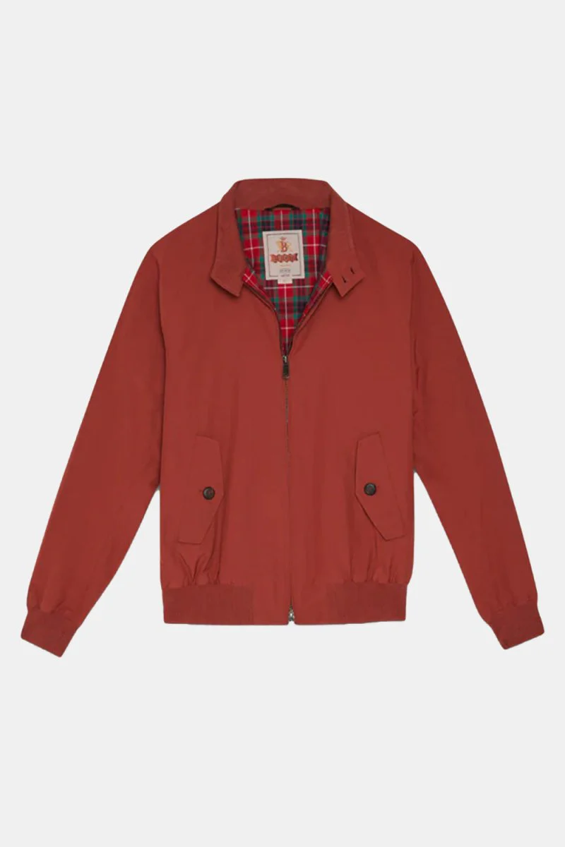 Baracuta G9 Classic Cotton-Blend Harrington Jacket (Brick Red) - Image 5