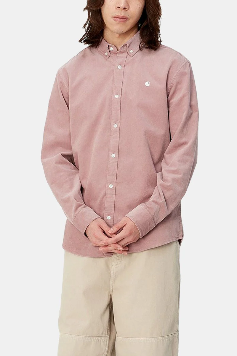 Carhartt WIP Madison Cord Long Sleeve Shirt (Glassy Pink/Wax) - Image 4
