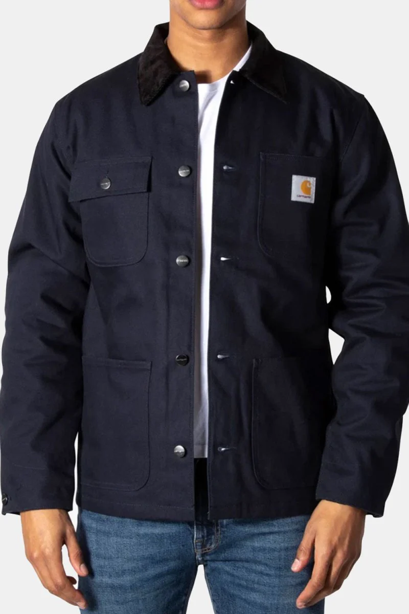 Carhartt WIP Michigan Organic Cotton Rigid Jacket (Dark Navy & Black) - Image 7