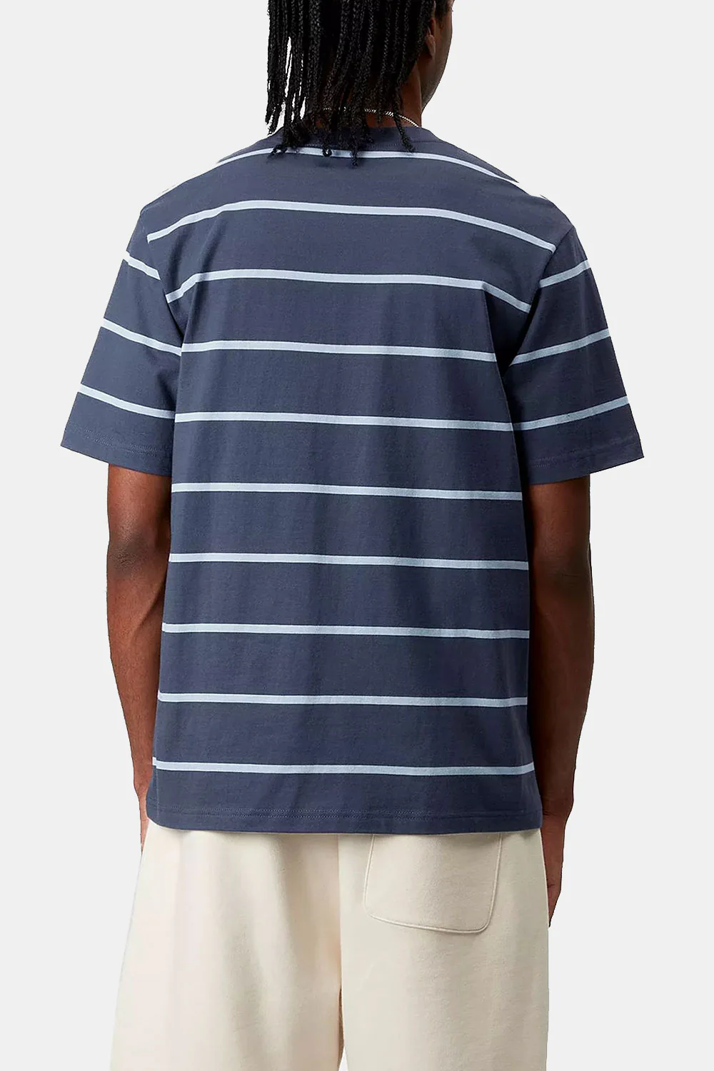 Carhartt WIP Short Sleeve Aiken Pocket T-Shirt (Aiken Stripe/Dusky Blue) - Image 2
