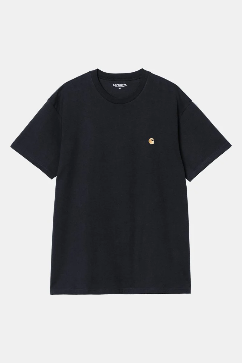 Carhartt WIP Short Sleeve Chase T-Shirt (Dark Navy/Gold) - Image 2