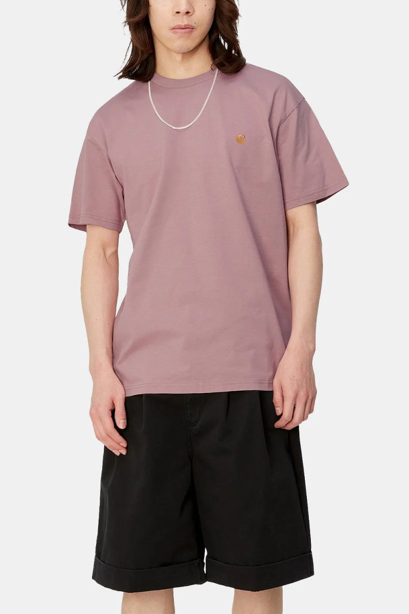 Carhartt WIP Short Sleeve Chase T-Shirt (Glassy Pink/Gold)
