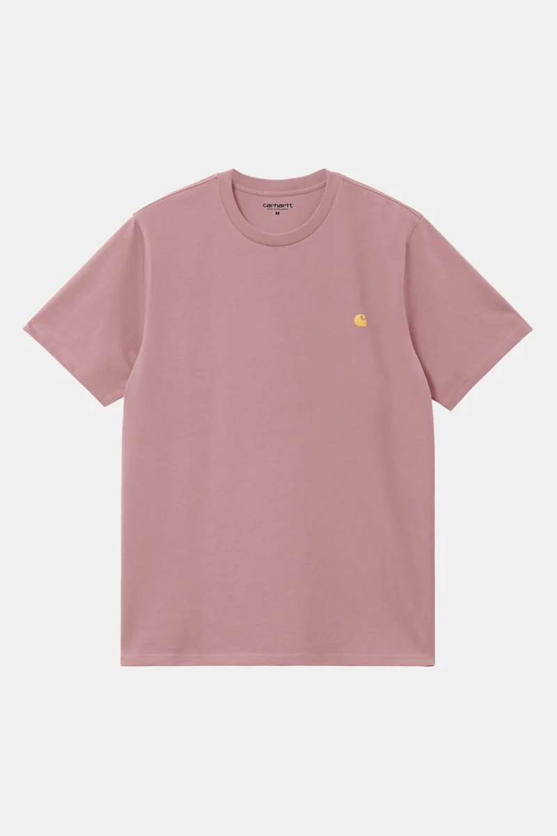 Carhartt WIP Short Sleeve Chase T-Shirt (Glassy Pink/Gold) - Image 3