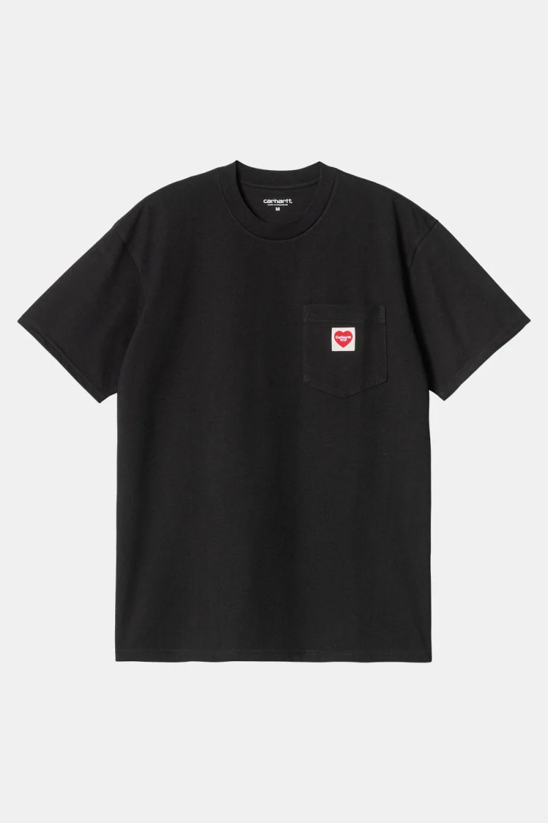 Carhartt WIP Short Sleeve Pocket Heart T-Shirt (Black/Red) - Image 2