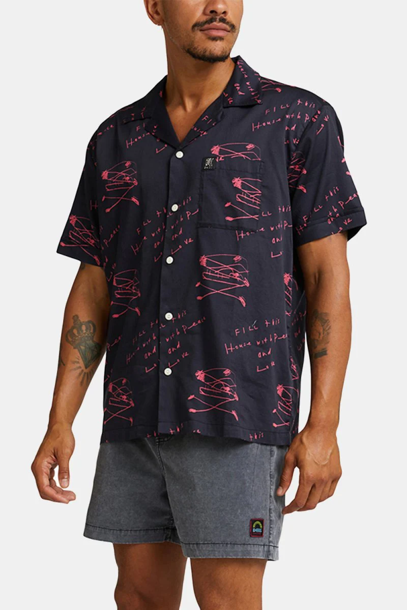Deus Old House Short Sleeved Shirt (Black/Red) - Image 2