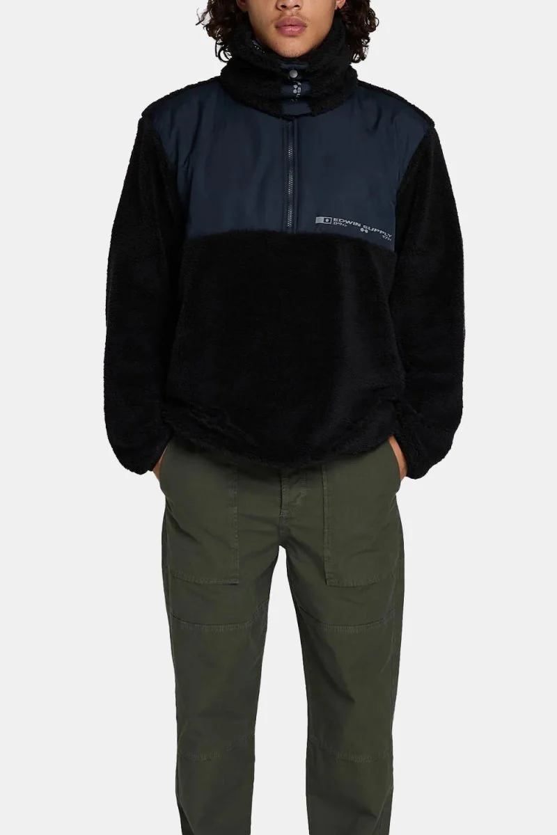 Edwin Kaiteki Half Zip Lightweight Fleece Sweat (Black) - Image 6