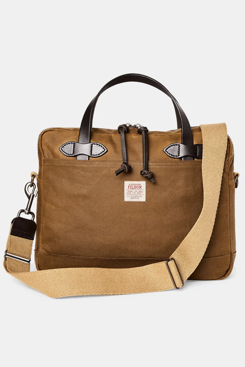 Filson Tin Cloth Compact Briefcase (Dark Tan)