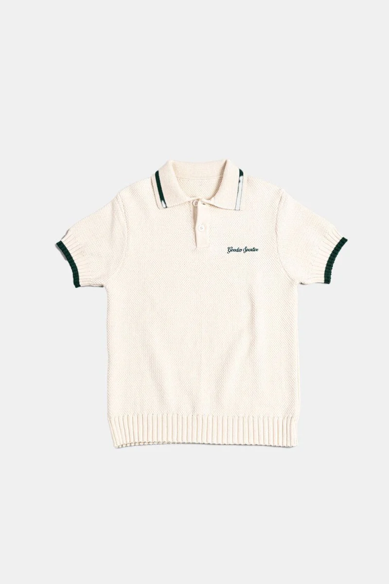Goodies Sportive Contrast Knitted Polo T-Shirt (Ecru) - Image 3