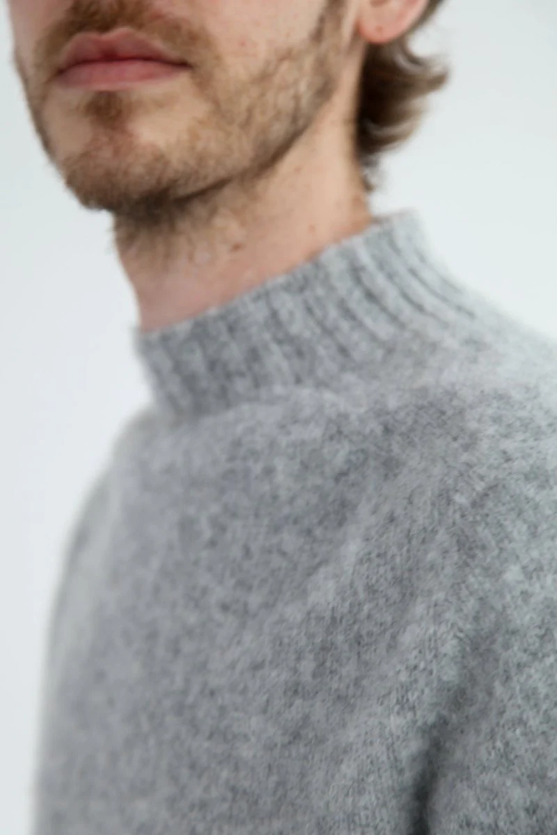 Half Dozen Shaggy Double-Brushed High Neck Crew (Silver Grey) - Image 2