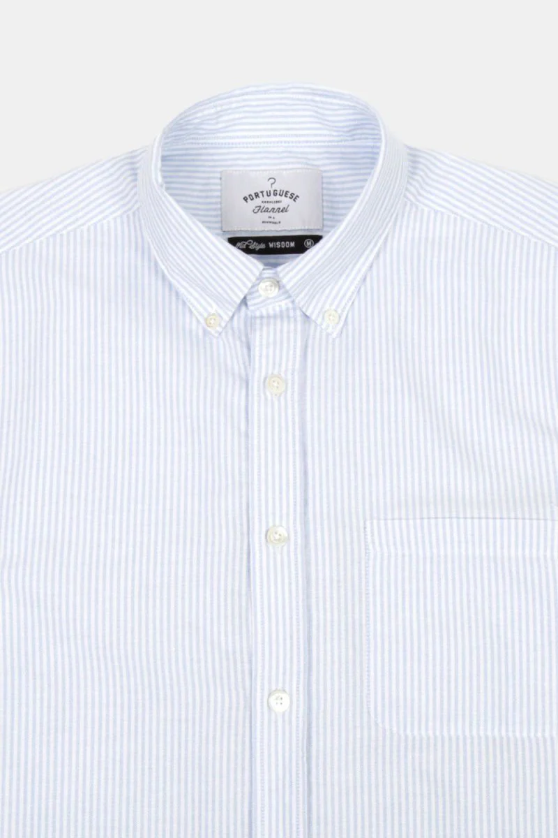 Portuguese Flannel Belavista Stripe Shirt (Sky) - Image 4