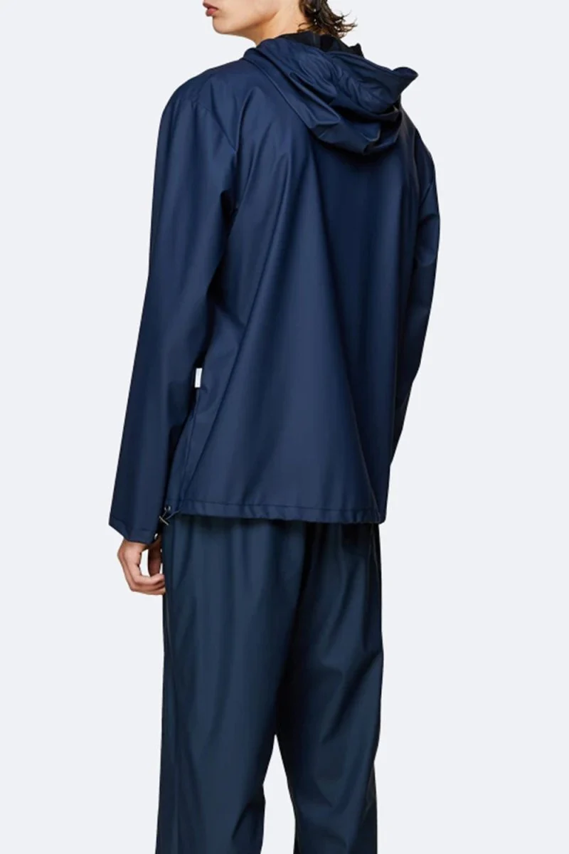 Rains Waterproof Short Hooded Coat (Blue) - Image 3