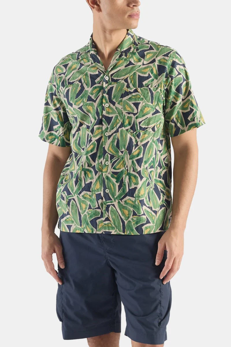 Universal Works Minari Artist Flower Lincot Shirt (Navy) - Image 4